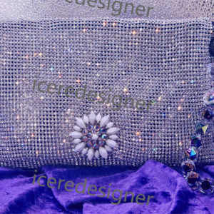 Silver Mesh & Rhinestone Shoulder Flap Bag