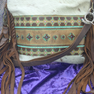 Genuine Leather & Cow Hyde Western Boho Shoulder Bag With Fringe