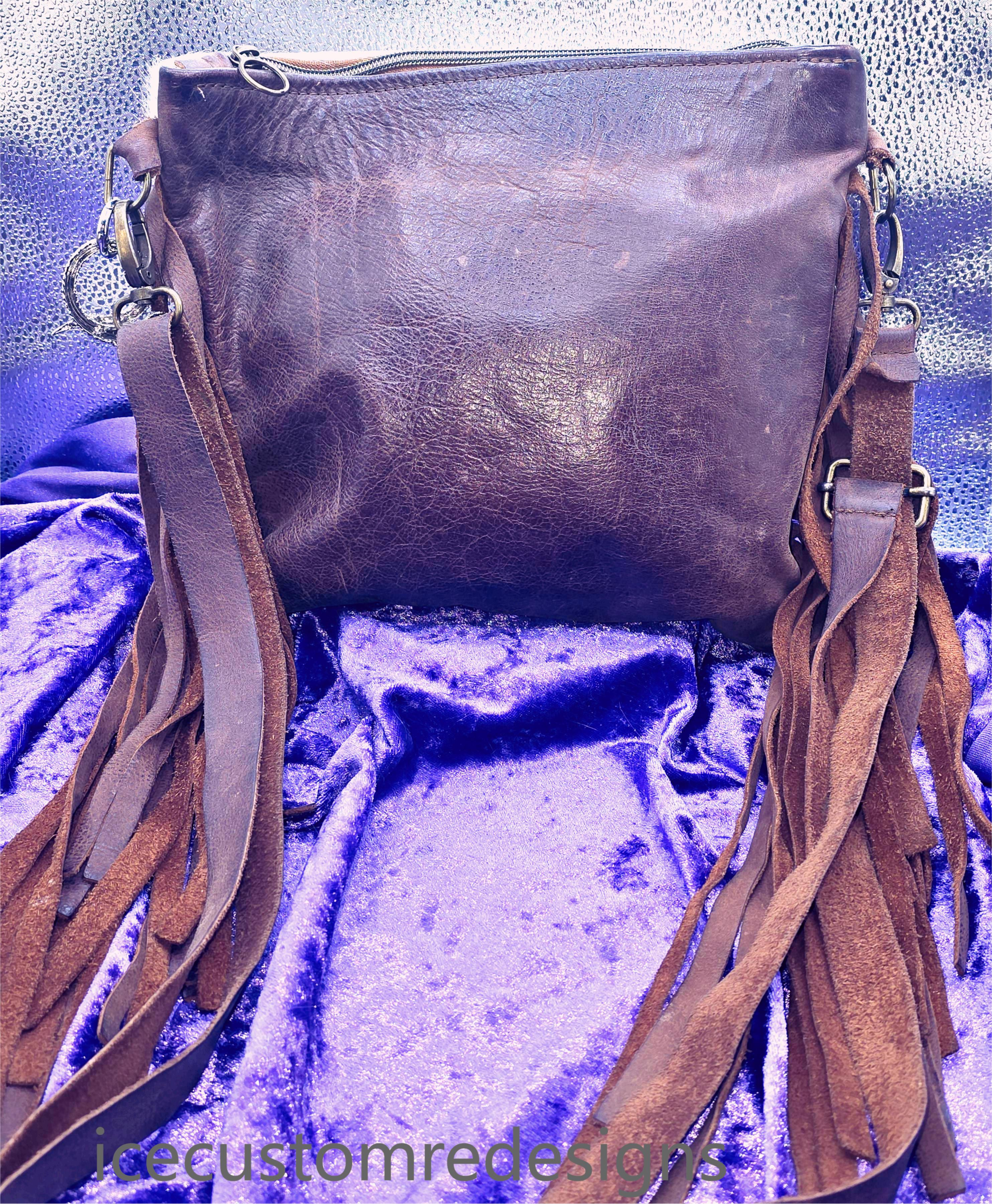 Genuine Leather & Cow Hyde Western Boho Shoulder Bag With Fringe - Image 2