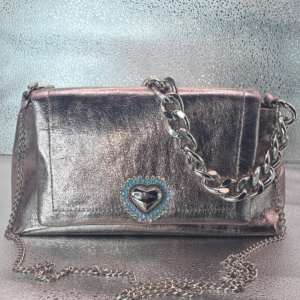 Betsy Johnson Pink Metallic Shoulder Bag With Crystal UFO