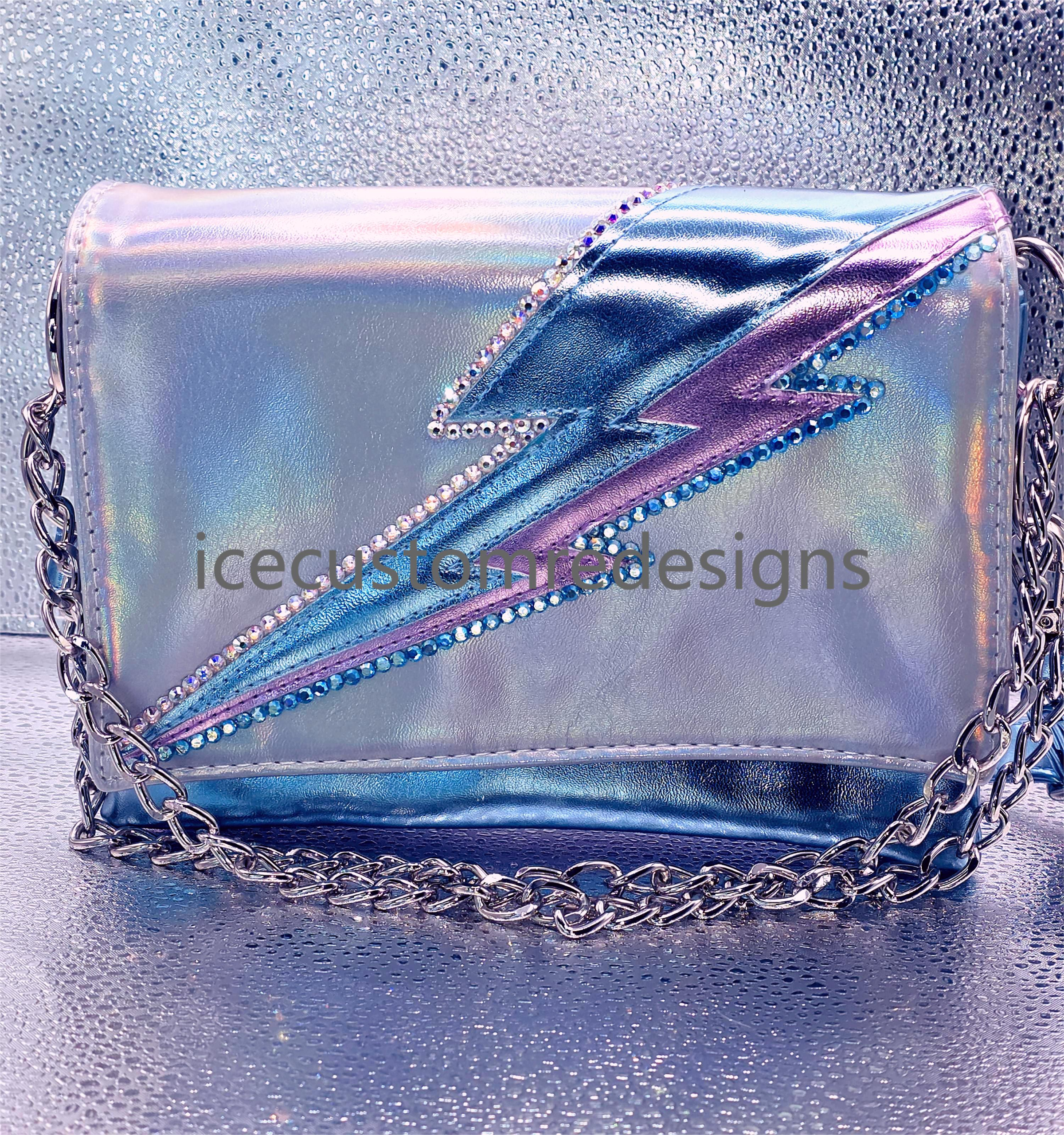 Betsy Dare Design Lightning Bolt Metallic & Crystal Handbag