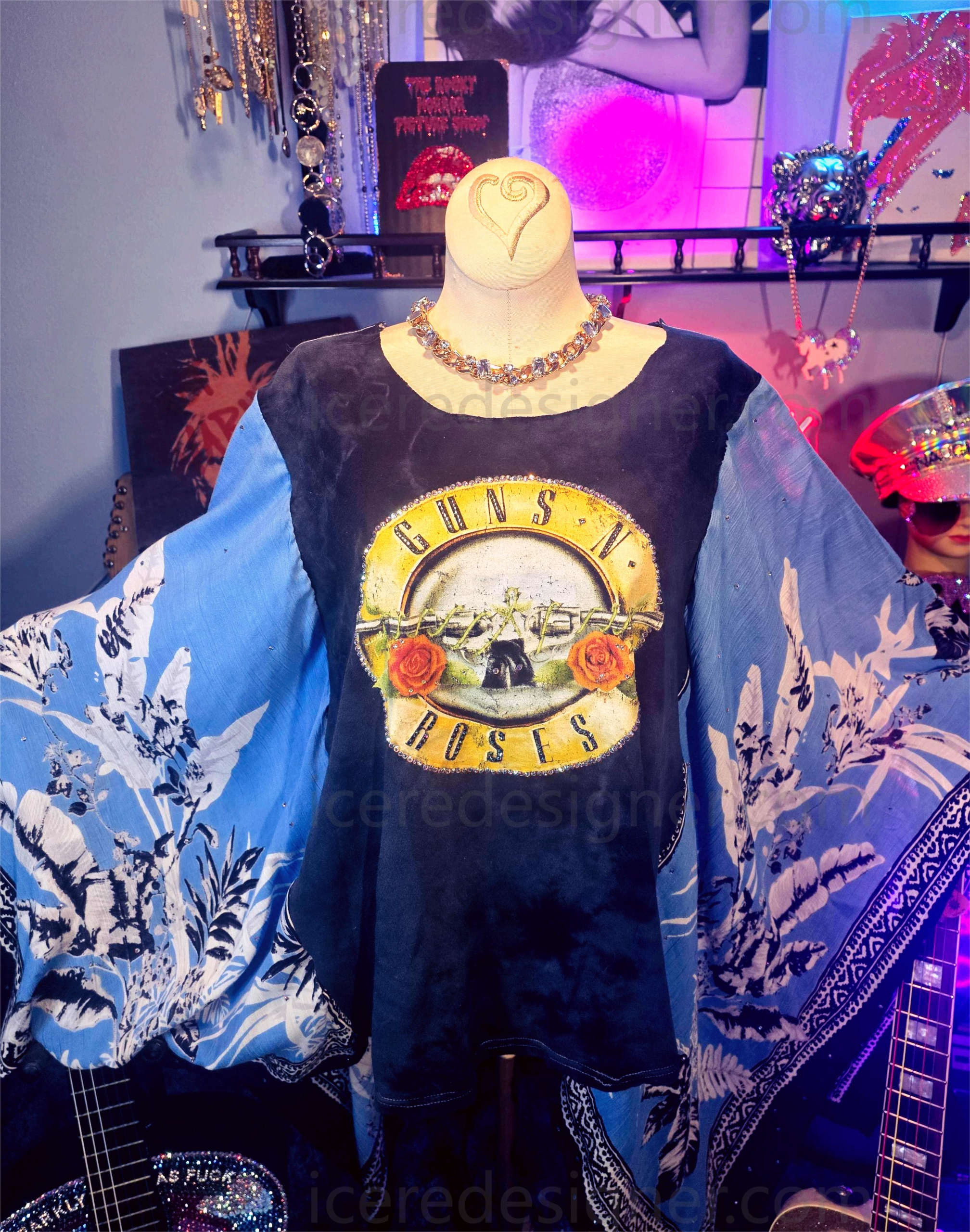 Upcycled/Redesigned GNR T-Shirt Tunic