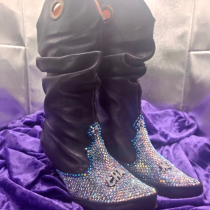 Upcycled Leather Boots With Austrian Crystals