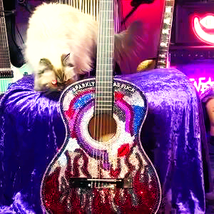 Acoustic Guitar Covered in Austrian Crystals